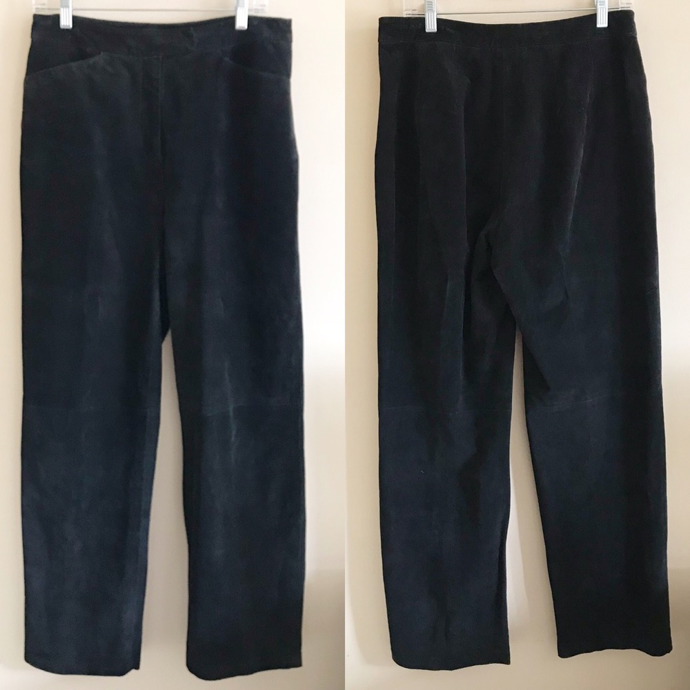 Classic Black Suede Leather Women's Pants